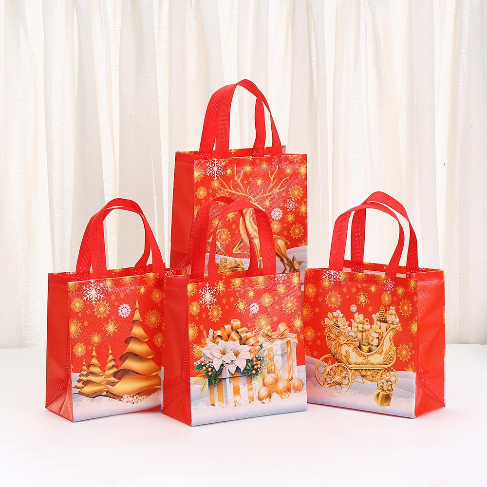 

StoBag red gold christmas theme gift wrapping bags for sweets luxury designer bags festive holiday candy treat party favor tote 30pcs&22x11x23cm