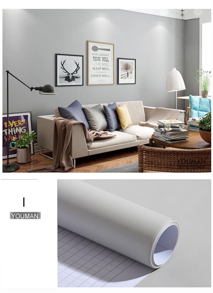 Self-adhesive Wallpaper Decorative Vinyl Matt White Adhesive Paper for Livingroom Furniture Wall Kitchen Cabinets Decoration PVC