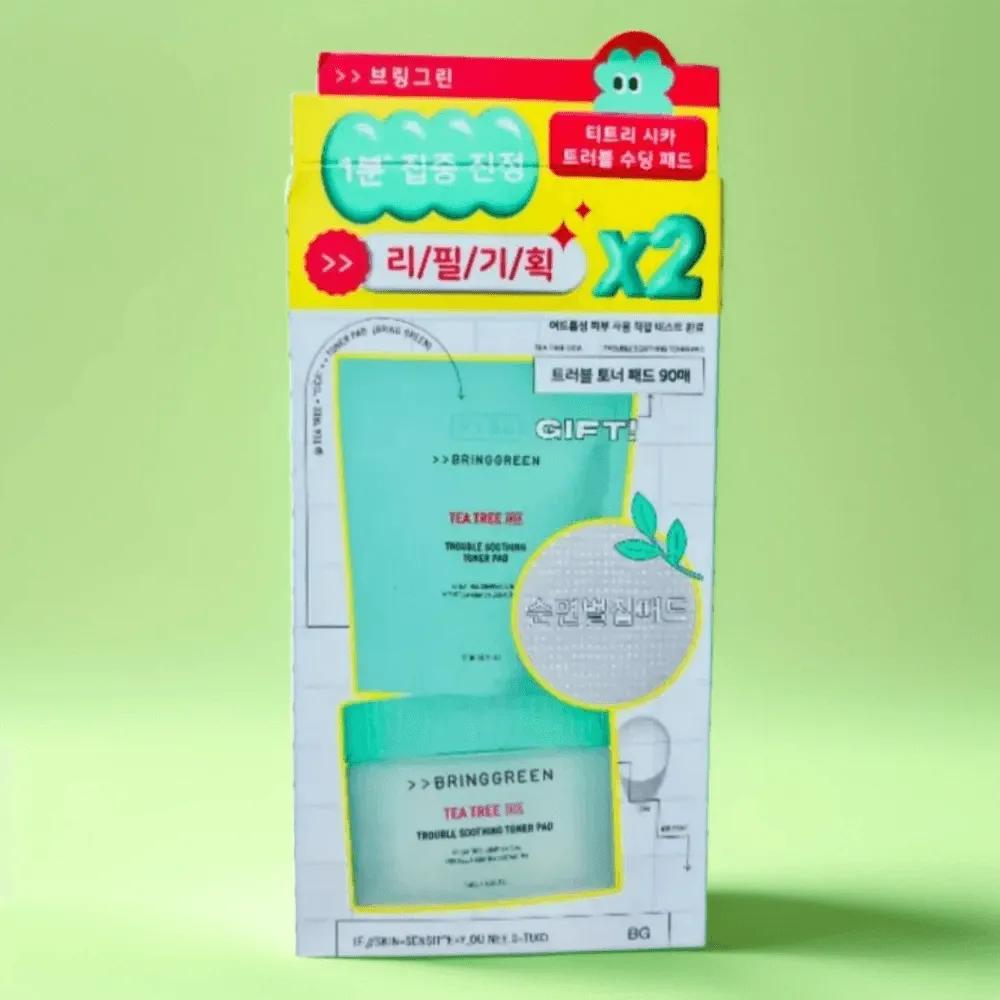 BRINGGREEN Tea Tree Cica Trouble Soothing Toner Pads 90 Sheets + 90 Sheets Olive Young Special Set