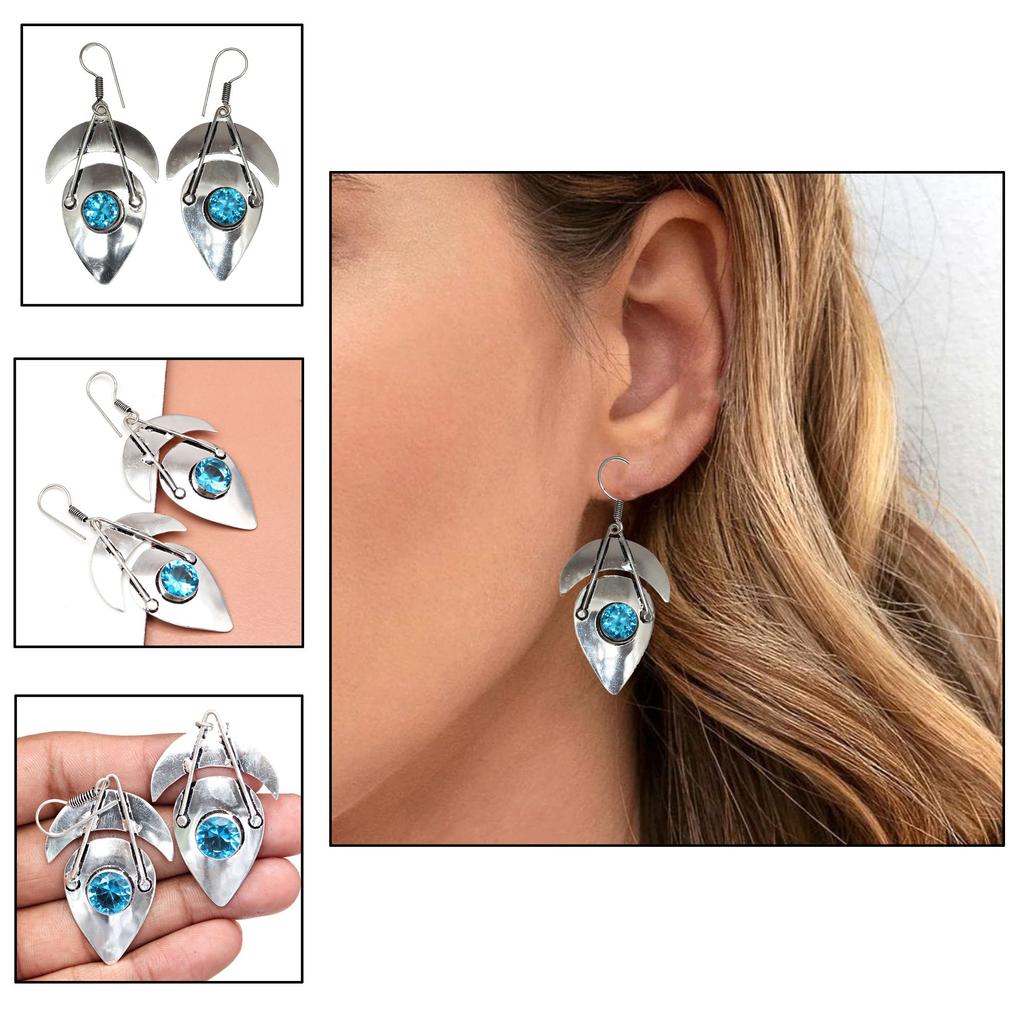 925 Silver Blue London Topaz Sterling Gemstone Earring Earrings Jewelry