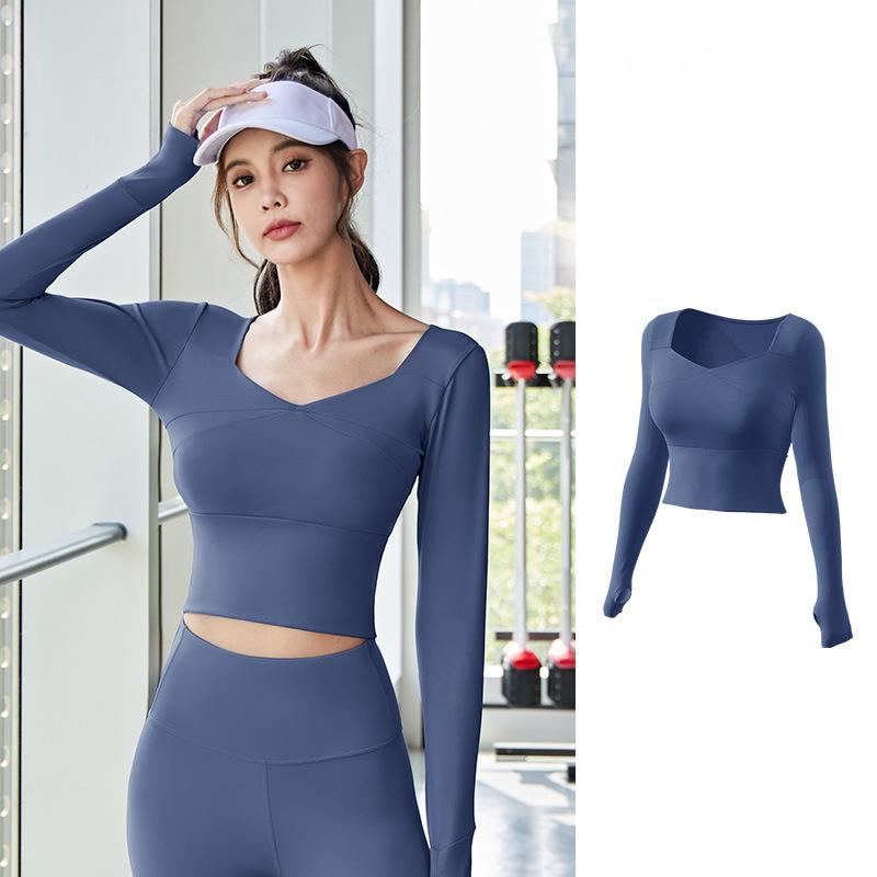 Long Sleeve Yoga Shirts Women Seamless Gym Sports Top Running Fitness Workout Top Shirts Sport Active Wear Shirt