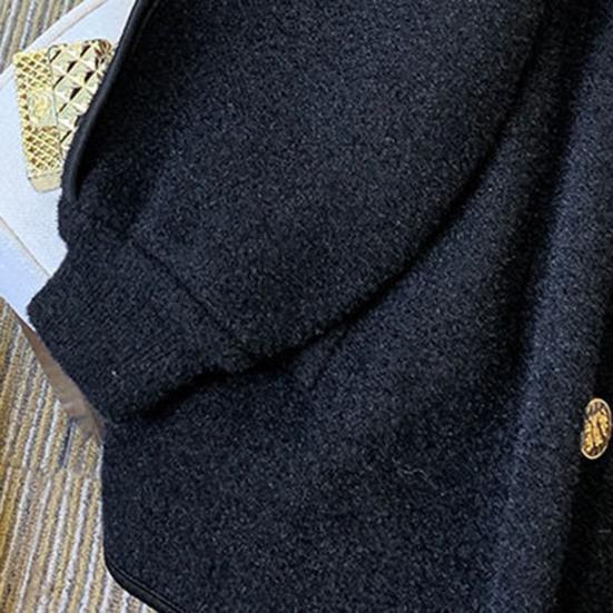 Women Jacket Fake Two-piece Drawstring Double-breasted Long Sleeves Cardigan Contrast Color Jacket