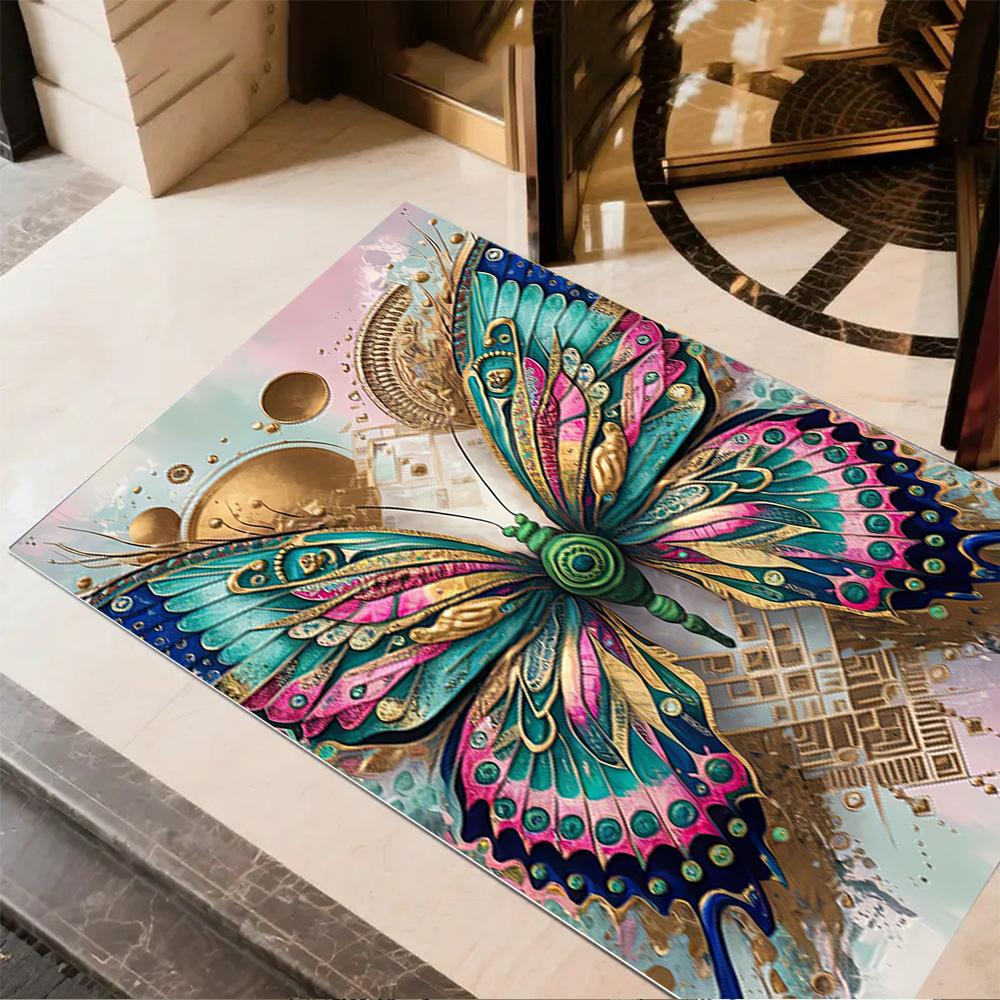 1pc Butterfly Design Home Carpet Non-slip Office Decor Gift Living Room Bedroom