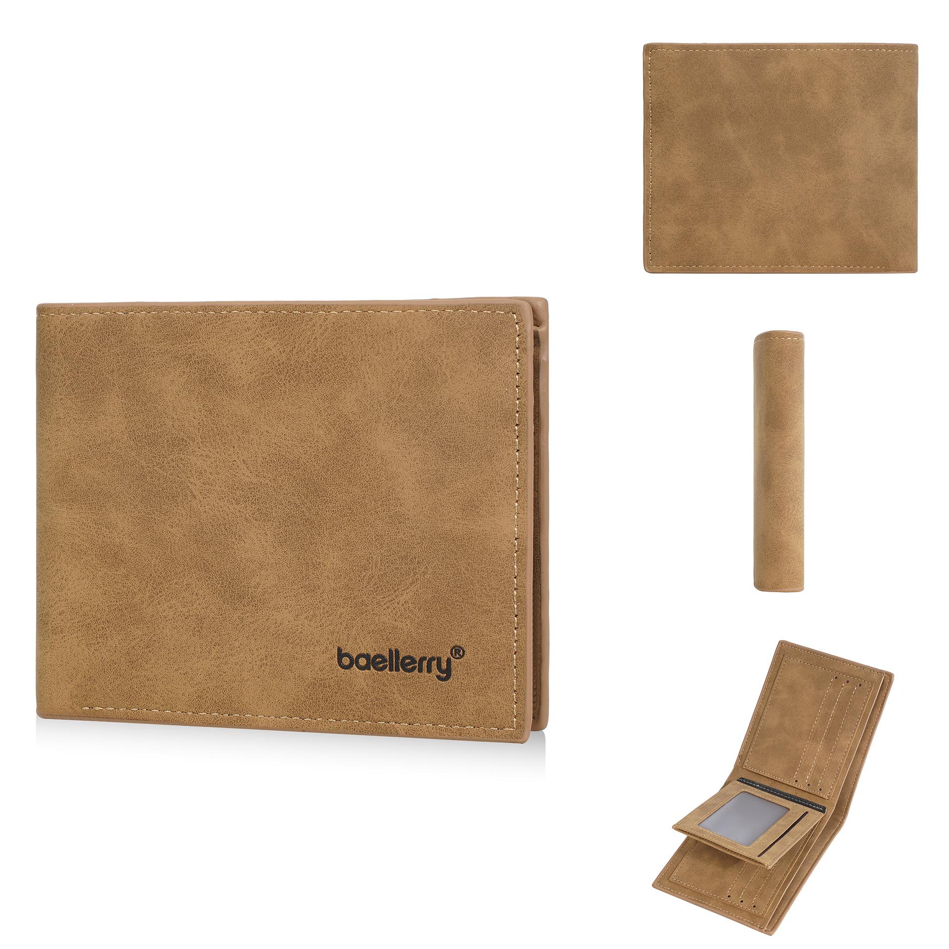 Новый мужской короткий кошелек, высококачественный минималистичный многокарточный студенческий кошелек, матовый ПУ горизонтальный маленький кошелек, мужской коричневый