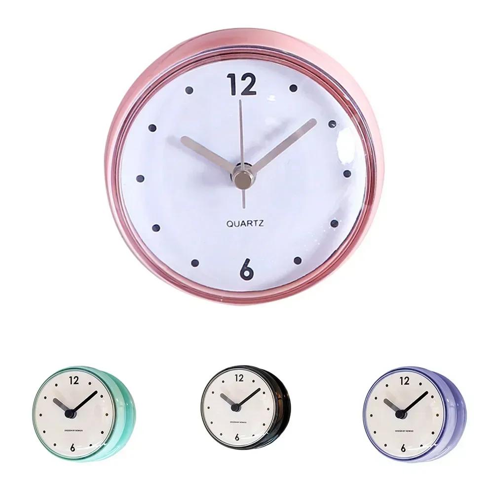 7cm Mini Waterproof Bathroom Electronic Wall Clock Anti-Fog Kitchen Sucker Clock Wall Watch With Suction Cup Home Decor Arts