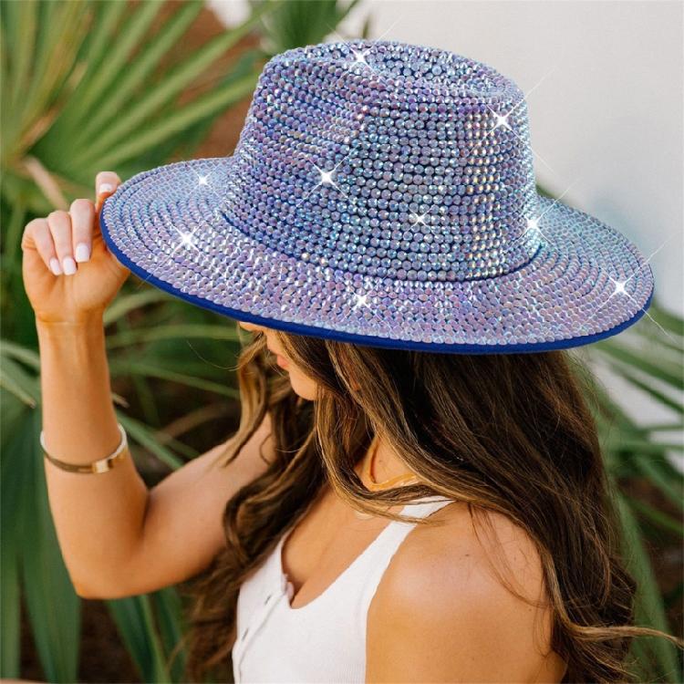 Sparkle Womens Cowboy Hat Western Cowgirl Hats Rhinestones Party Prop Disco Hats