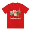 I Eat Cement Cursed Cat Funny Meme T Shirt for Women Fashion Casual Short Sleeve T Shirts Women T-shirt Tops