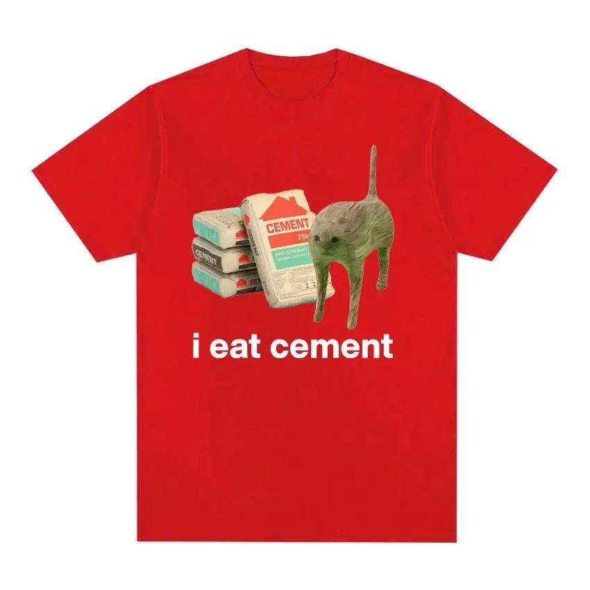 I Eat Cement Cursed Cat Funny Meme T Shirt for Women Fashion Casual Short Sleeve T Shirts Women T-shirt Tops