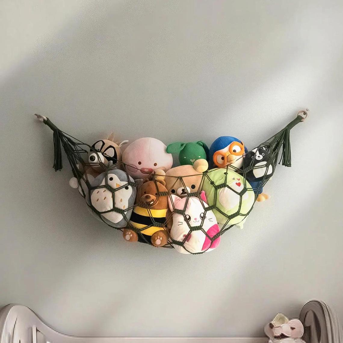 

Handmade Bohemian Toy Hammock Net for Plush Storage As shown зелёный