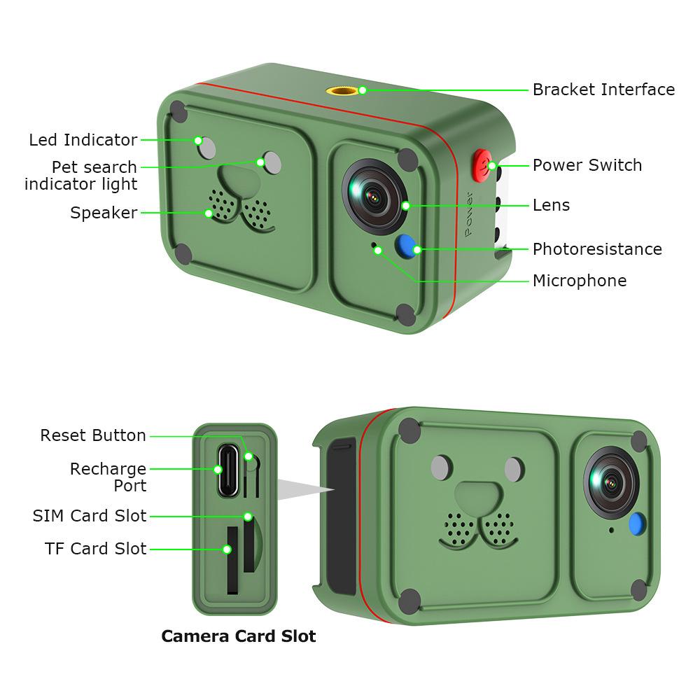 UBOX APP Pet Camera GPS Real-time Positioning Tracking HD 1080P 4G Camera Electronic Fence Two-way Intercom IP66 Waterproof Tracking Camera