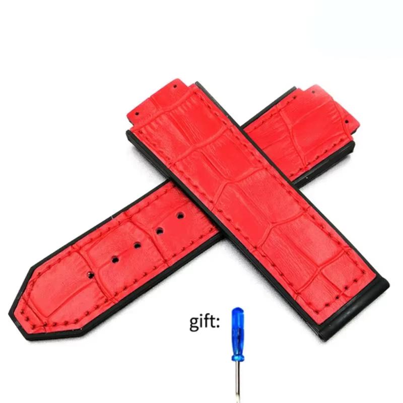 Genuine leather Watch Strap For HUBLOT Big Bang Series Bottom silicone Watch Bracelet 25mm-19mm Men's Accessories