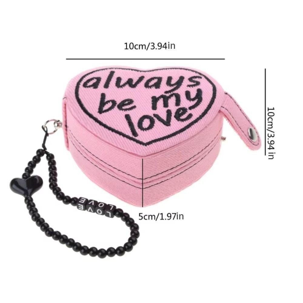 Heart Shaped Jewelry Ring Storage Box Embroidered Jewelry Holder Portable Mini Jewelry Box Travel