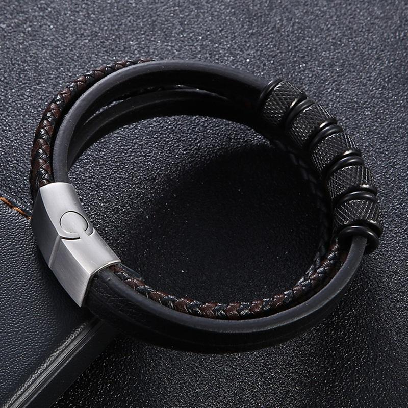 New Men's Leather Bracelet New Style Hand-woven Multi-layer Combination Accessory Fashion Man Jewelry