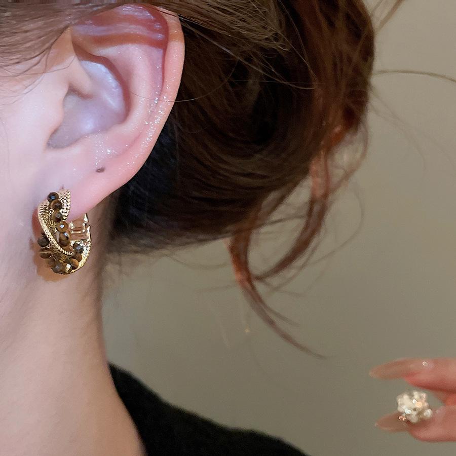 Geometrické ušní manžety Maillard Tiger's Eye: Retro Niche High-End Náušnice