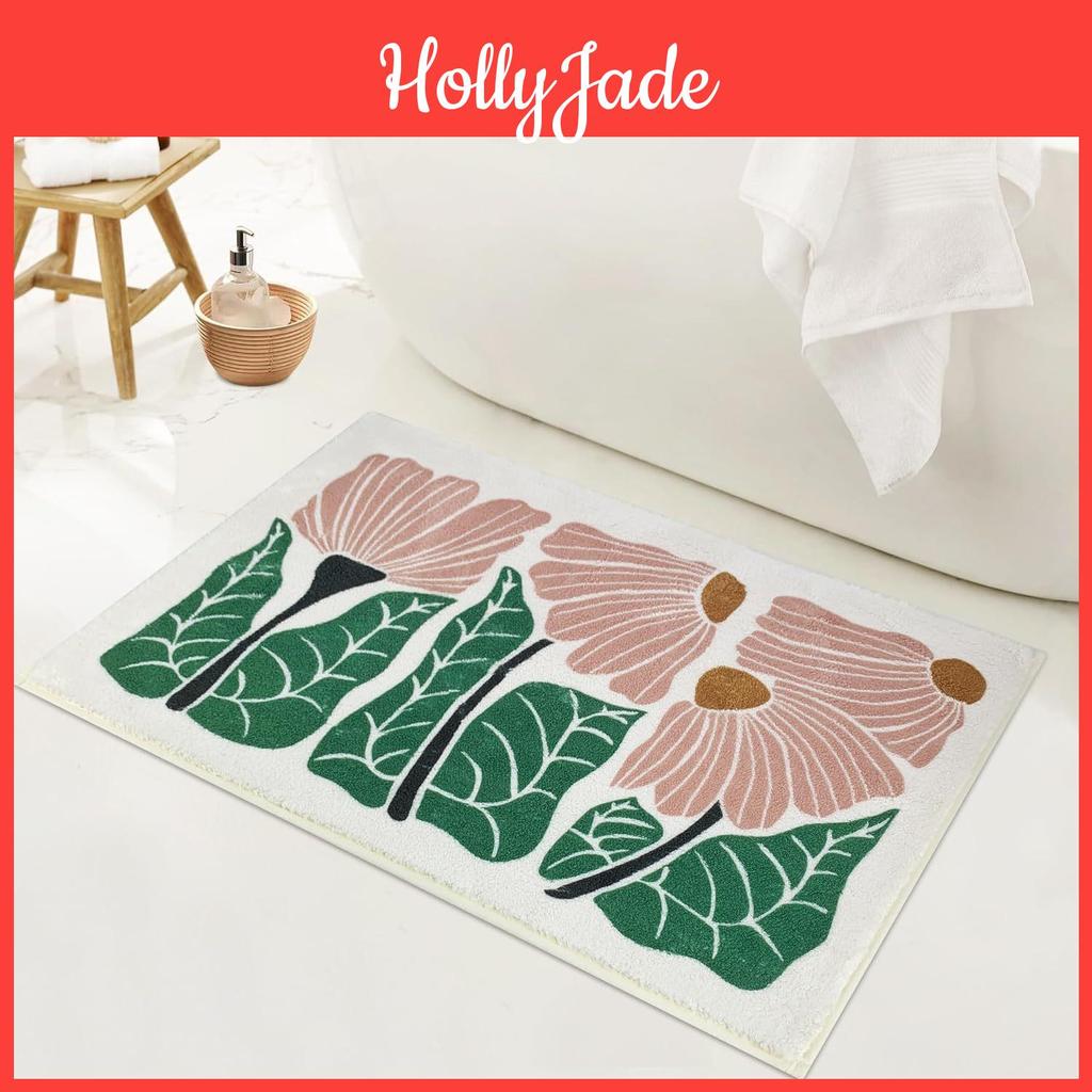 Sweet Flower Pattern Plush Absorbent Floor Mat Carpet For Bedroom Or Bathroom