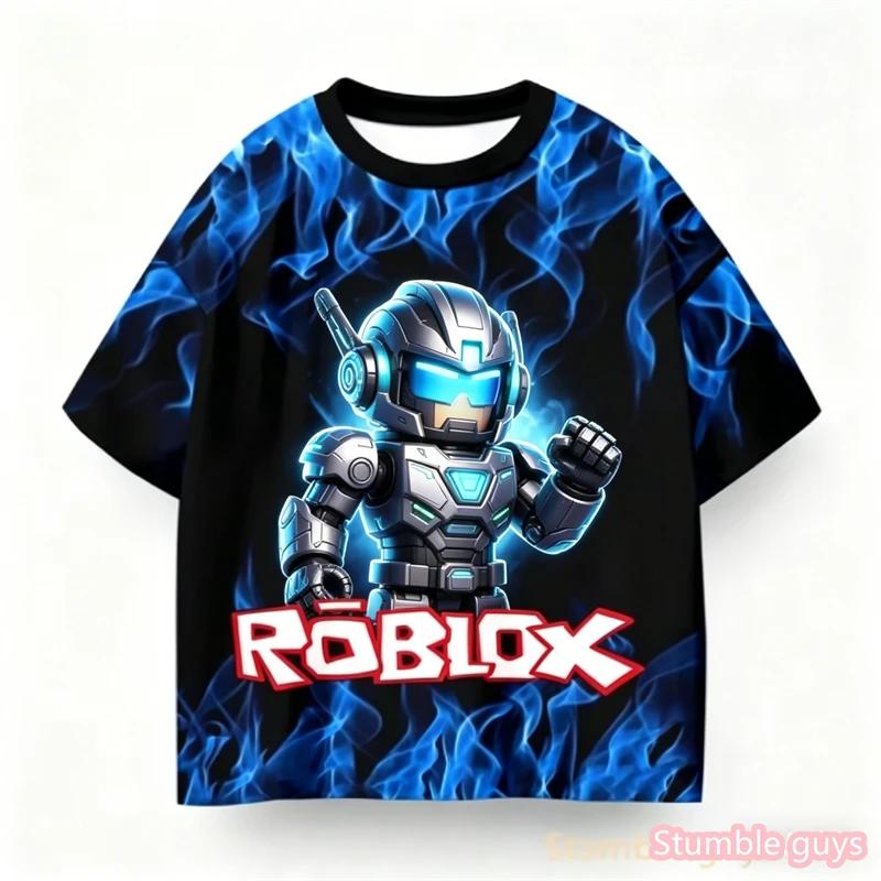 Anime Sommer Jungen Roblox Bedrucktes T-Shirt Trendiges Spielcharakter Design Lässig Kinder Mädchen Kurzarm Cartton Kinder T-Shirt