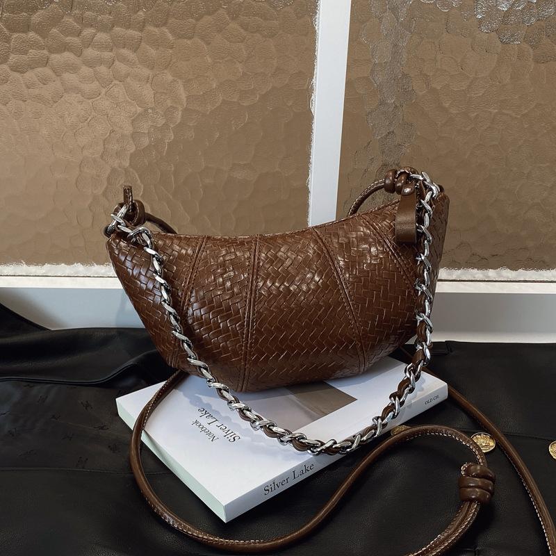 

Сумка-пельмень-круассан, сумка для мобильного телефона, женская новая модная плетеная сумка через плечо, маленькая сумка