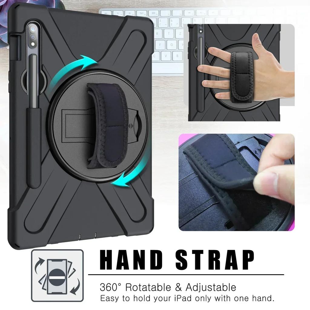 For Samsung Galaxy Tab S10FE S9FE 10.9' A9/A9+A11+ 11'S6 Lite S7 S8 S9 S10 Plus 12.4' Kids Stand Kickstand Handle Shockproof Cas