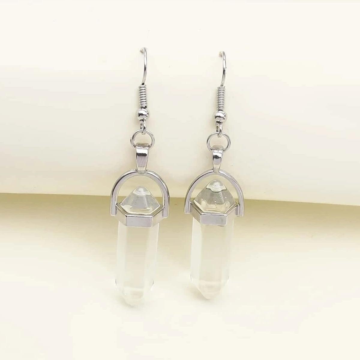 

Маленькие шестиугольные серьги с кристаллами, серьги-пули из натурального камня.