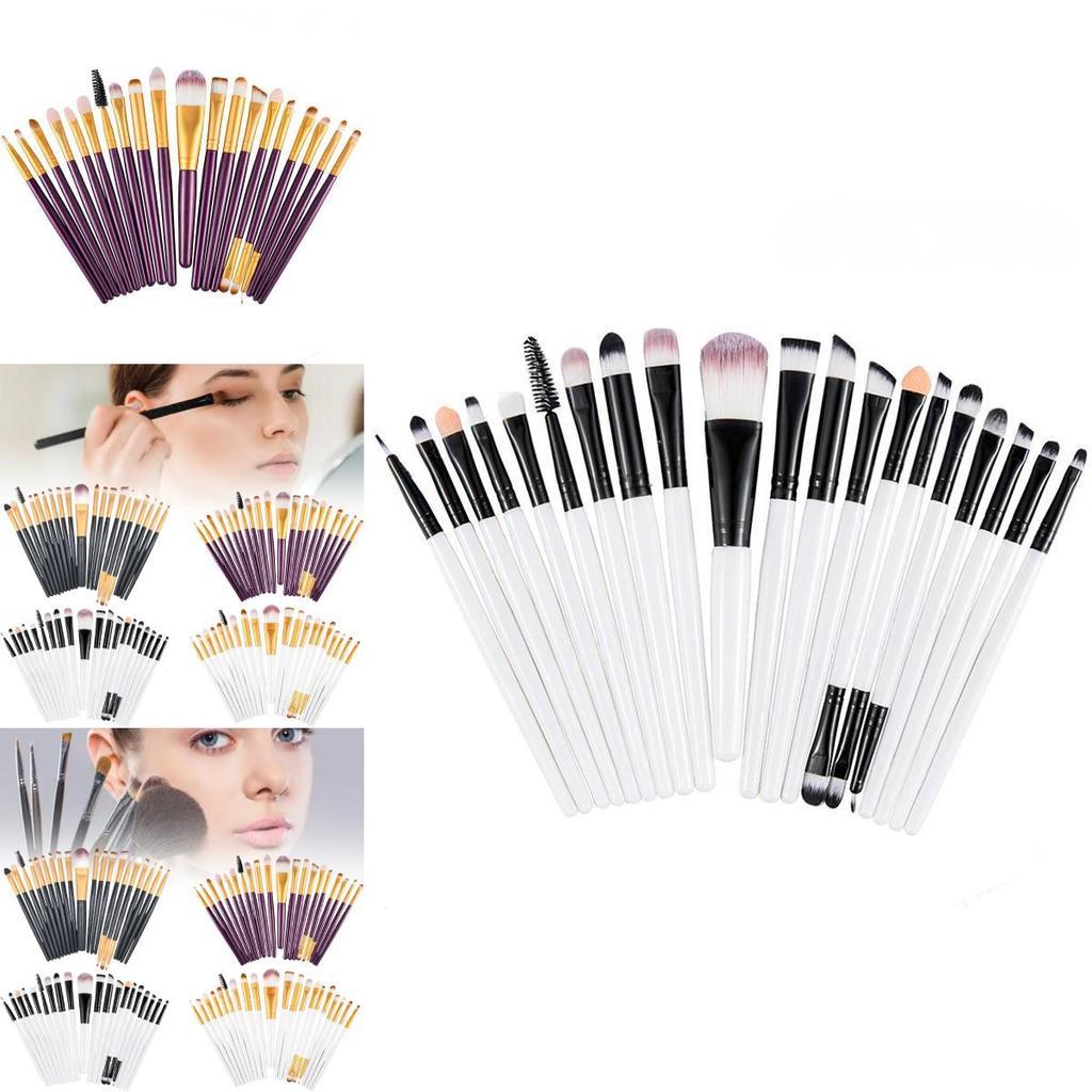 Makeup Brush Set 20pcs Synthetic Fiber Long Handle With Transparent Pouch For Daily Beauty Routine
