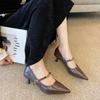 G460-8 French Retro High Heels Women's 2025 Autumn New Commuter Single Shoes Temperament One-word Buckle Work Shoes