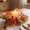 Ahornblätter Herbst Kerzenring Kranz Lichtbeständige Beeren Tannenzapfen Kerzenring Thanksgiving Tag