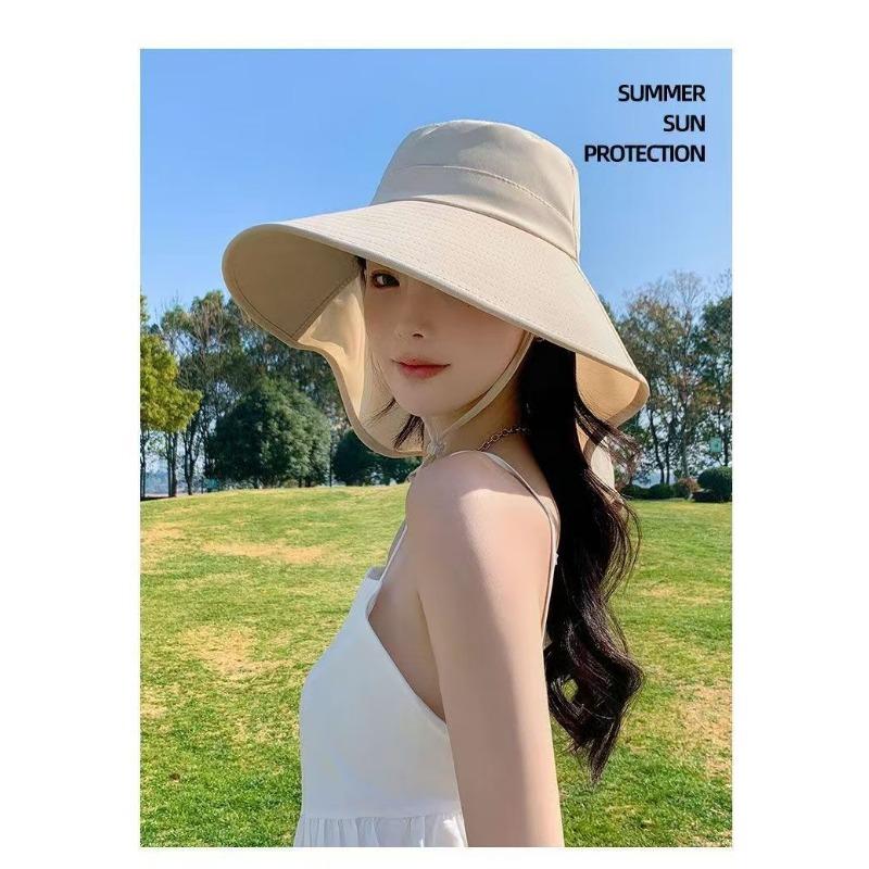 1PC Large Brim Sun Protection Hat Women 2025 New Anti-ultraviolet Waterproof Face Cover Shawl Sun Hat Cycling Shade Internet Celebrities