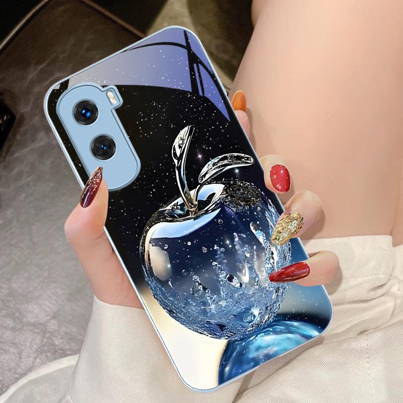 Transparent Crystal Apple For Honor 200 90 8X 9X Pro Lite P50 P40 Nova 10 11i P60 Magic4 6 Mate 20 50 Tempered Glass Phone Case