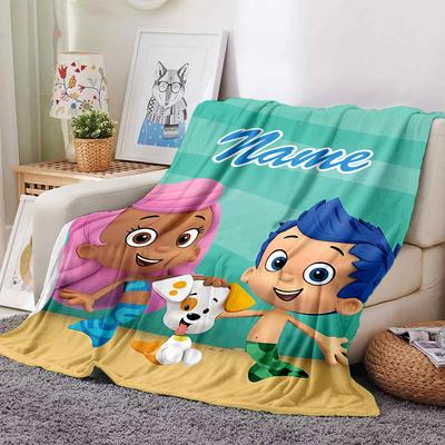 Customizable Bubble Guppies Throw Blanket – Personalized Name, All-Season Cozy Snug Blanket, Machine Washable, Personalized Blanket