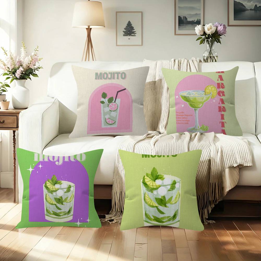 Mojito Cocktail Art Cushion Cushion Cover Pillowcase Upholstery Sofa Throw Pillow Home Decor Pillowcas