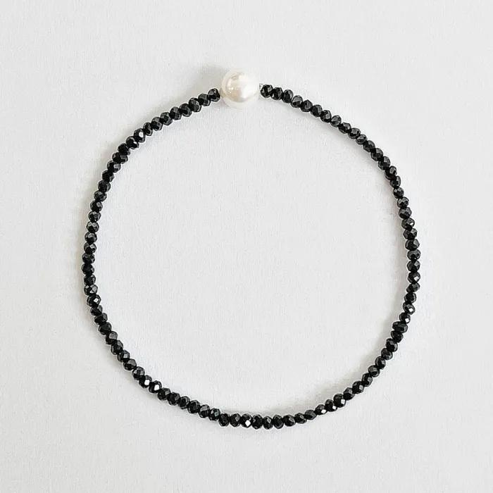 Black Spinel & Pearl Bracelet