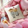 Friendship Companionship Teddy Bear Pillow Case Anti-Dustmite Pillowcase Invisible Zipper Silky Short Plush Sofa Cushion Cover