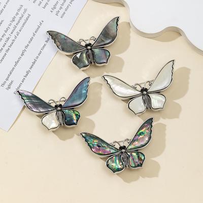 Natural Mother Of Pearl Shell Women Brooch Butterfly-Shaped Pendant For Elegant Fascinators Women Brooch Jewelry Gift 62x38mm