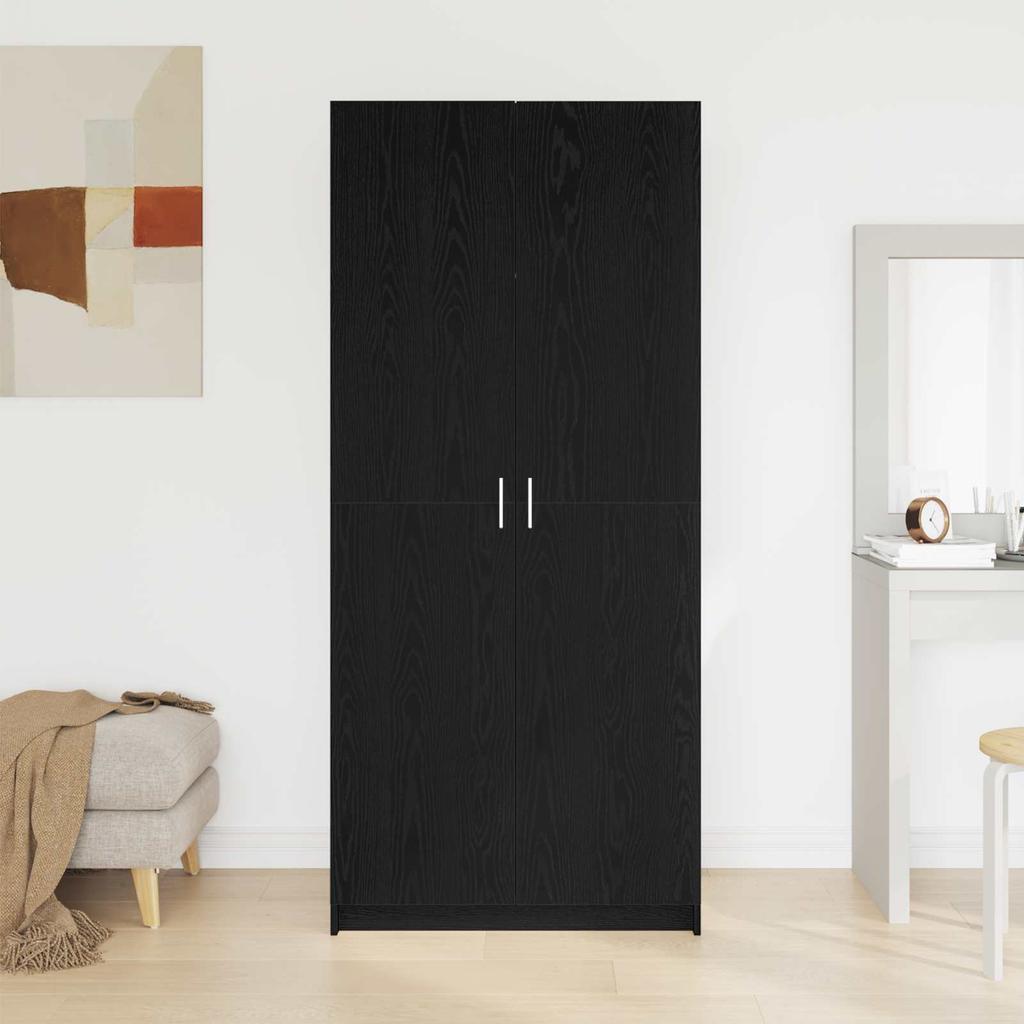 Wardrobe with Door Black Oak Effect 80 X 50.5 X 180 Cm