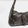 Vintage Distressed Melard Tone Studded Y2K Underarm Shoulder Bag for Women, Fashion Top Handle Handbag, Retro Punk Purse