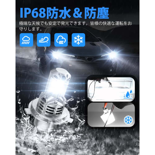 SUPAREE H4 LED Headlight, Vehicle Inspection Compatible, Explosive Light, Hi/Lo Switching, Halogen Size, 9x Brightness, DC12V, For Cars/Motorcycles, 6