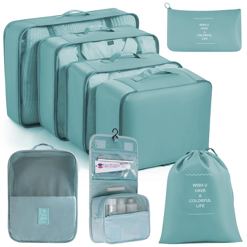 Eight-Piece Waterproof Travel Storage Bag Set for Business Trips - Large Capacity