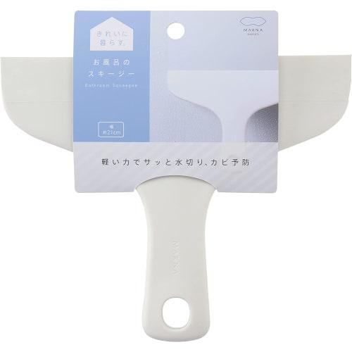 Marna Water Drainer Bath Squeegee (White) Bathroom Squeegee (For Cleaning Mirrors, Walls, etc./Floating Storage) W607W