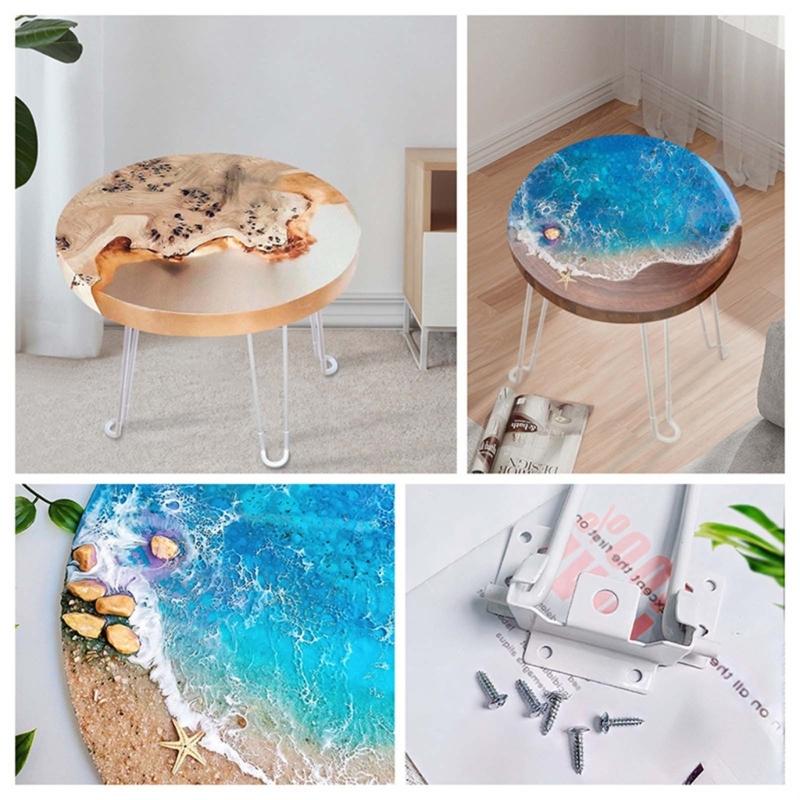 Große Harz Tischform Rund Charcuterie Board Tablett Harzform Klapptischbein Runder Schreibtisch Silikonformen DIY Dekore