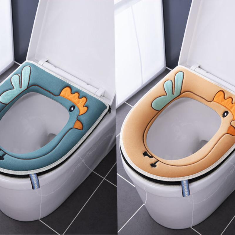 

Подушка для унитаза, бытовая, водонепроницаемая, всесезонная, стирающаяся, накладка на унитаз, застегивающаяся на молнию, утолщенная, теплая, накидка на унитаз зелёный/оранжевый