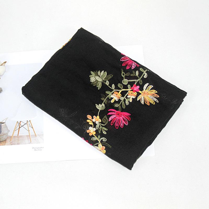 Ethnic Style Embroidery Craft Cotton Linen Scarf for Women Versatile Gauze Scarf Chinese Style Embroidery Long Spring and Autumn
