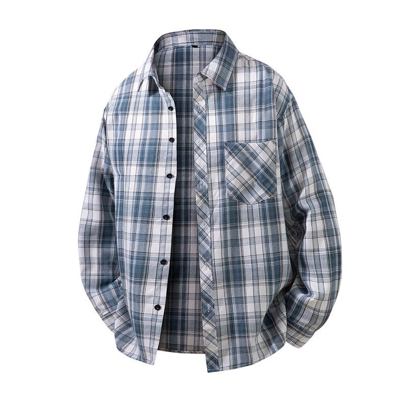 Men's Plaid Flannel Shirt Casual Long Sleeve Button Down Shirt Oversized Check Blouse