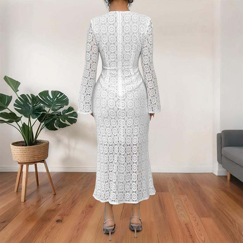 A New Autumn Elegant Lace Figure-hugging Fishtail Dress for Women