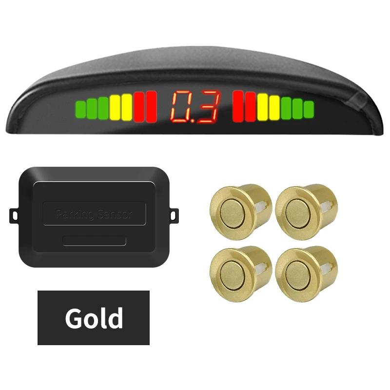 Kmind Car Rear Parking Sensor Kit System 4 Reversing Radar Sensors 12V 22mm Reverse Monitor LED ScreenSound Alert Indicator