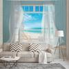 Imitation 3D Window Landscape Tapestry Wall Hanging Sunshine Beach Moonlit Night Wall Tapestry Art Home Decor Curtain Blanket