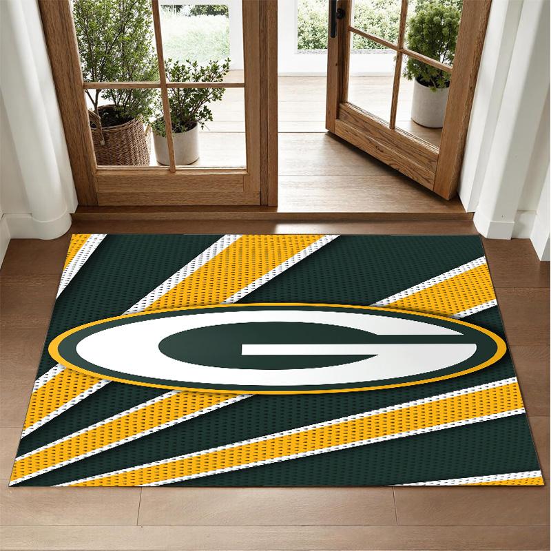Green Bay Packers Design Crystal Velvet Rug Soft Decorative Mat for Bedroom Entrance