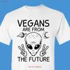 Vegans Are From The Future T Shirt Vegetarian Vintage Breathable Unisex Slightly Fashion Comfortable