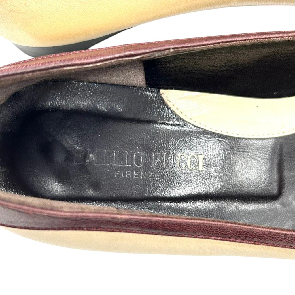 Used Emilio Pucci Pumps / Ballet Flatspumps beige/Bordeaux leather Women