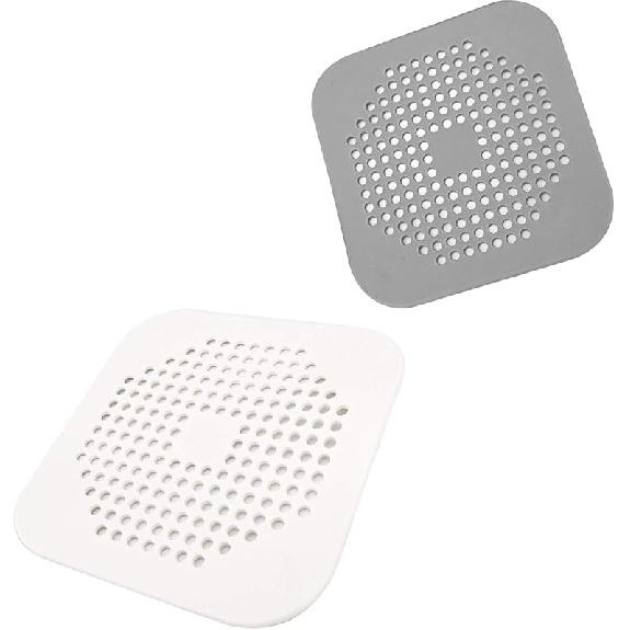 Square Drain Cover for Shower 5.7-inch TPR Drain Hair Catcher Flat Silicone Plug for Bathroom and Kitchen Filter Shower Drain Protection Flat 5.7inch