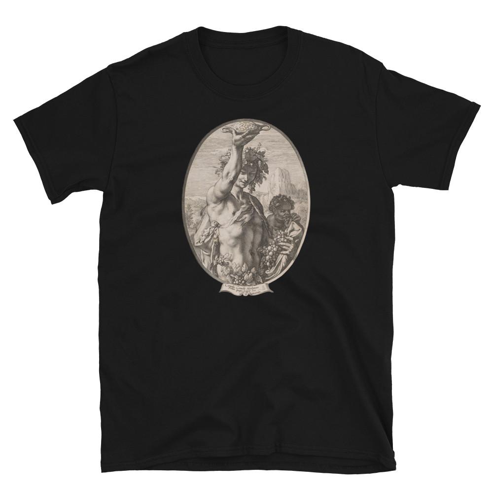 

In Praise of Bacchus, God of Wine, Paganism, Occult, Printed T-Shirt Tops Tee 4XL